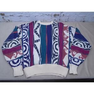 Coogi Style 3D Crewneck Sweater Sz Large Men’s Vintage Hip Hop American Priority